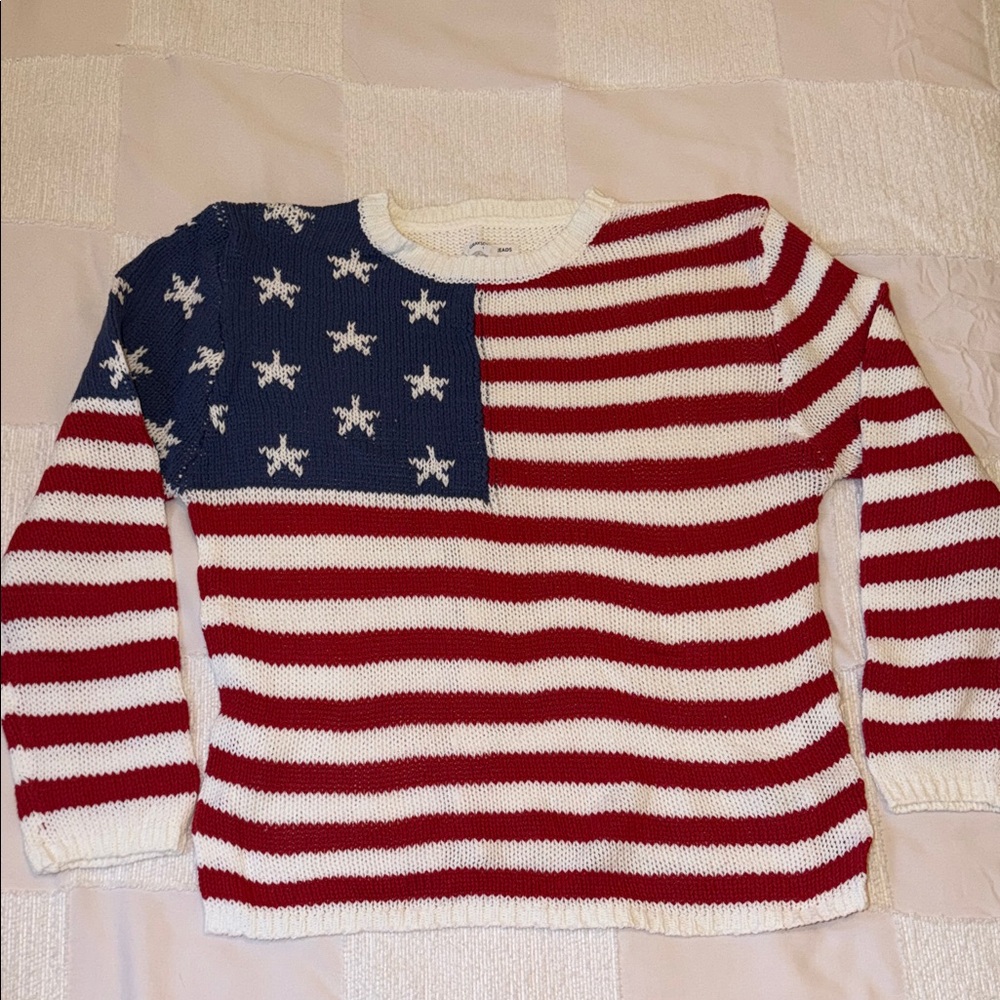 Grayson Threads Red White Blue American Flag Crewneck Sweater